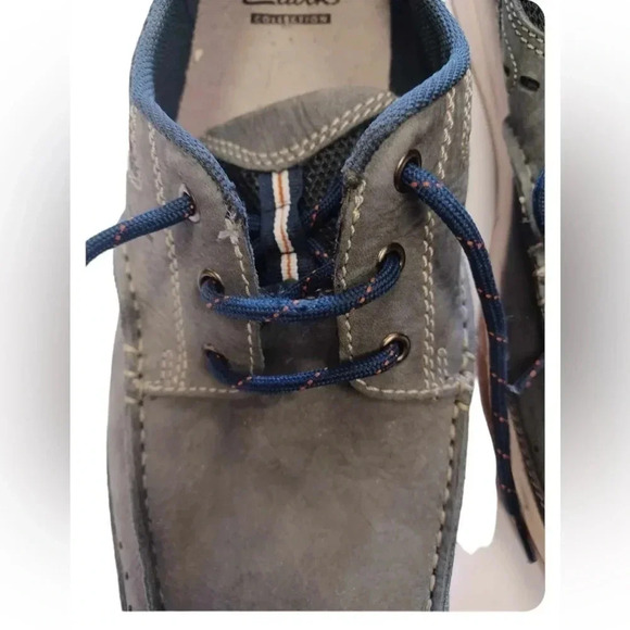 Clarks Grey Leather Lace Up Loafers Size  11 - Picture 5 of 8